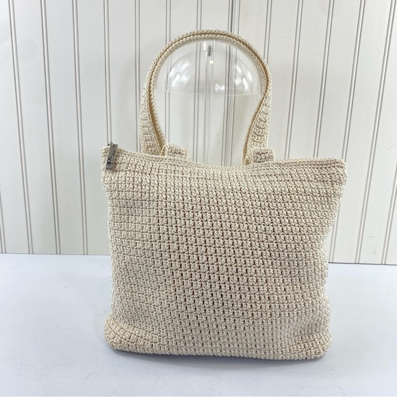 The SAK Ivory Crochet Zip‎ Top Shoulder Handbag Purse Bag - Picture 2 of 14